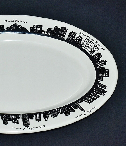 Fishs Eddy For Metropolitan Market Seattle Skyline Collection 13.5" Platter - Picture 6 of 7