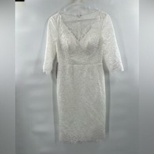 Azazie Womens White Lace Dress Long Sleeves Size A4