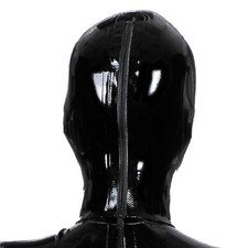 Máscara De Látex De Cabeza Completa – Capucha Con Ojos Abiertos, Cremallera Trasera, Unisex, Para Cosplay, Fiestas Y Clubes