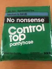 No Nonsense Control Top Pantyhose Medium To Tall B Tan 45 Reinforced Toe New NIP