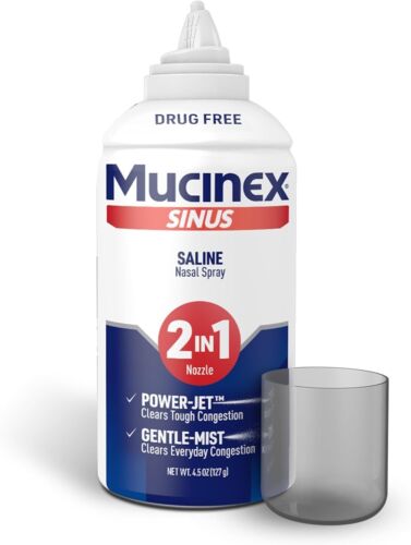 Mucinex Sinus Saline Nasal Spray & Sinus Rinse, Non-Medicated, Additive Free, No - Picture 1 of 12