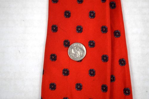 Neck Tie VTG Oleg Cassini 70s Red Medallions Blue Paisley Stripe Silk 55" x 3" - Picture 8 of 8
