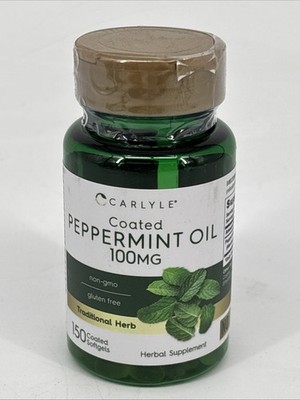 Peppermint Oil Softgels 100mg, 150 Count, with Rosemary & Thyme, by Carlyle