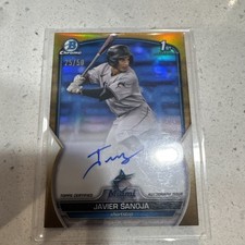 JAVIER SANOJA 2023 1st Bowman Chrome Auto True Gold Refractor /50 Marlins 