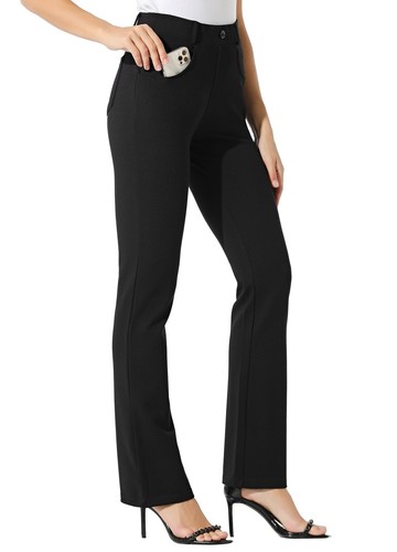 31" Women's Yoga Dress Pants Bootcut Work Slacks Stretch Office with Belt Loo...