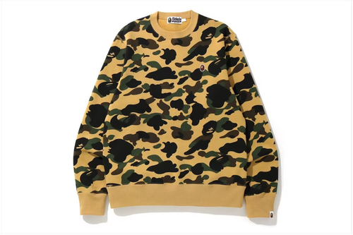 A Bathing Ape Bape 1st Camo Small Ape Head Crewneck Yellow Authentic New XL Japan - Bild 1 von 12