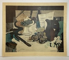 ANCIENNE LITHOGRAPHIE GEORGES BRAQUE , NATURE MORTE AUX FRUITS , BRAUN ET CI°