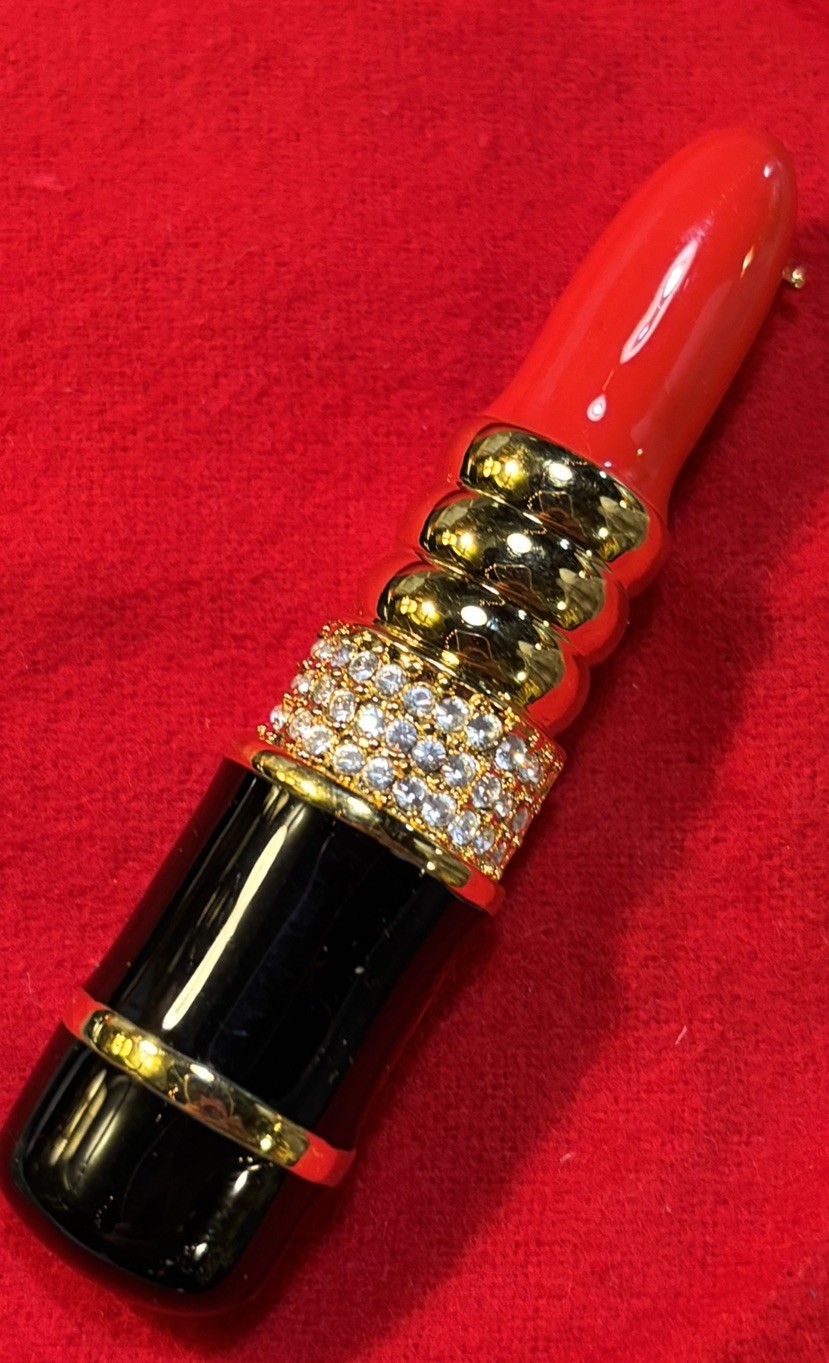 Vintage Brooch Tube Red Lipstick by Kenneth Jay L… - image 2