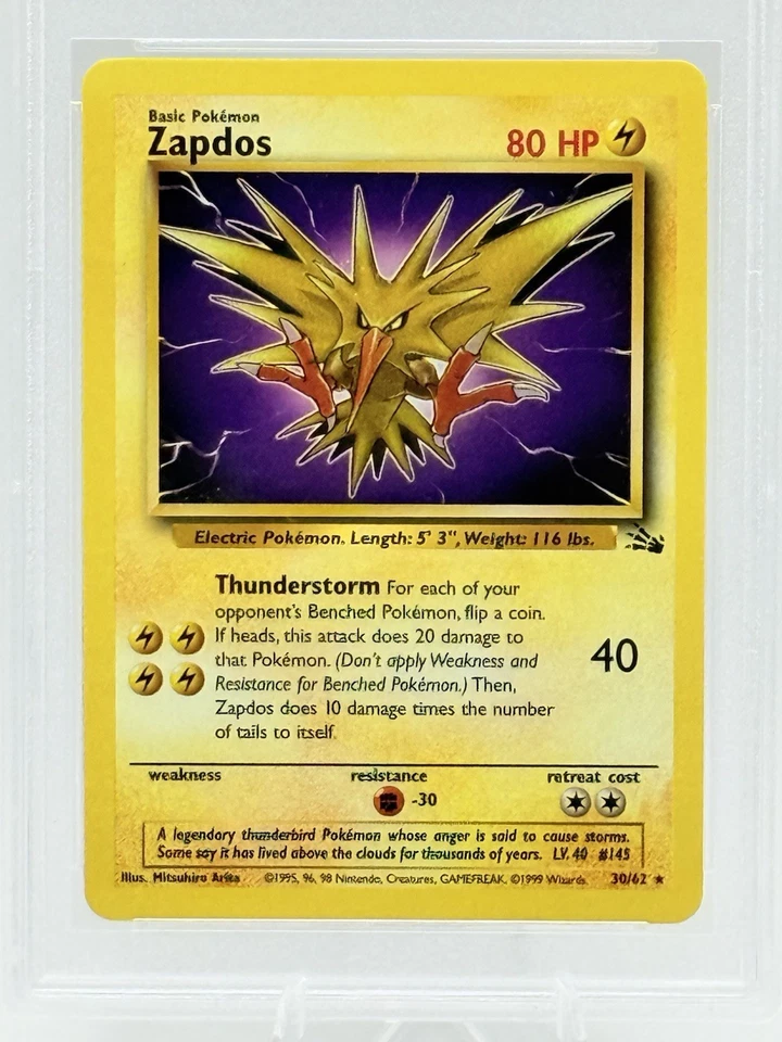 1999 Pokemon Fossil Unlimited Zapdos #30 PSA 9 MINT - Image 2 of 3