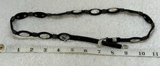 VINTAGE BLACK LEATHER 27" BELT WITH SILVER CONCHOS - MADE IN MEXICO