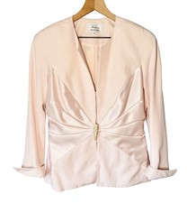 Vintage VICTOR COSTA Nahdree Satin Blush Pink Formal Blazer Evening Jacket Sz 12