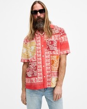 Image of AllSaints Men's Multicoloured Button-Up Shirt UK Size S Collared Short Sleeve