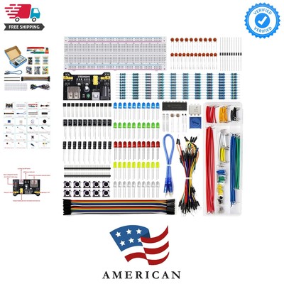 Electronics Component Fun Kit w/Power Supply Module, Jumper Wire, 830 tie-Poi...