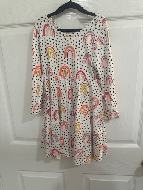 Ruffle Girl Size  ( 6-7) Long Sleeve Multicolor Dress   SALE!!