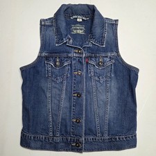 Levi s Denim Vest Blue Sleeveless Classic Trucker Casual Womens Medium