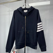 Thom Browne Men's Autumn Classic Long Sleeve Hooded Zipper Fashion Sweater