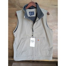 NWT Carhartt Vest Mens S Cream Super Dux Relaxed Fit Sleeveless Full Zip OV5535