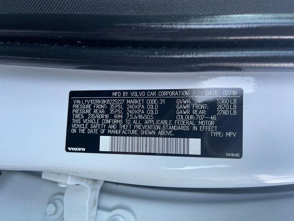 Pintura guardabarros izquierdo Volvo XC60 2018-2024 solo tostada por faro AWD 25K 61321 Foto 3 de 4