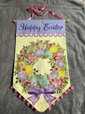 HAPPY EASTER WALL DOOR HANGING BANNER DECOR WITH EASTER EGGS