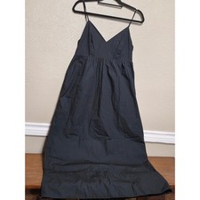 Quince Organic Cotton Sleeveless Maxi Dress Black Smocked Bodice Size S summer