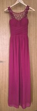 Little Mistress Pink Maxi Dress UK 8 Beaded Mesh Evening Prom Bridesmaid