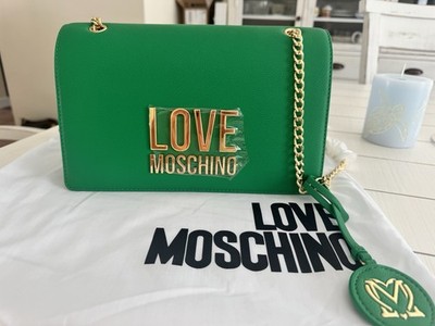 Love Moschino Green Faux Leather Crossbody Bag with Dustbag Brand New with Tags
