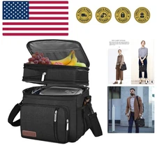 Lunch Bag & Lunch Box for Men Women Double Deck, Leakproof insulated Soft Lar...