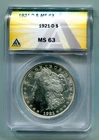 1921-D MORGAN SILVER DOLLAR ANACS MS63 NICE ORIGINAL COIN PREMIUM QUALITY PQ