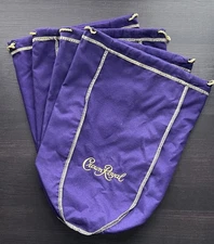 Crown Royal Bags Large 13" Purple Gold Drawstring Lot of 4