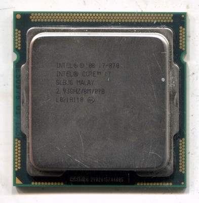 Intel SLBJG i7-870 LGA 1156 2.93-3.66 GHz 4-core HT CPU chip, 8MB L3, 1st gen.