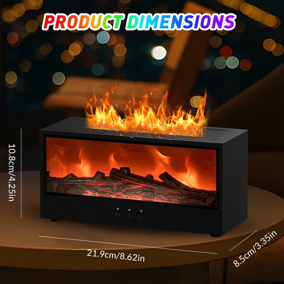 Flame Fireplace Humidifier, 7 Colors Light Aromatherapy Essential Oil Diffuser - Image 3 of 4