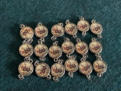 Holy Trinity rosary beads links connectors Silvertone rosary making parts