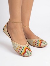 Damenschuhe Jutties Punjabi indische flache flache Damen-Slipper Leder US...