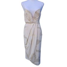 Draped Wrap Dress Free People Size 4 Cream Mesh Gold Foil Sleeveless Party Event