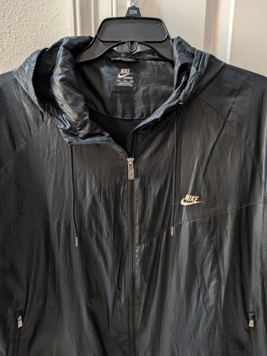 Nike Jacket Mens 3XL Sportswear Windrunner Hooded Windbreaker Rain Black - Picture 3 of 8