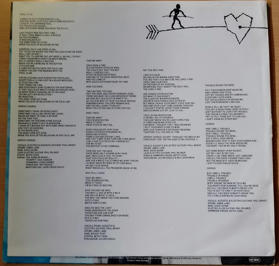 LP OIS Paul Brady True For You 1983 neuwertig professionell gereinigt Folk - Bild 3 von 4