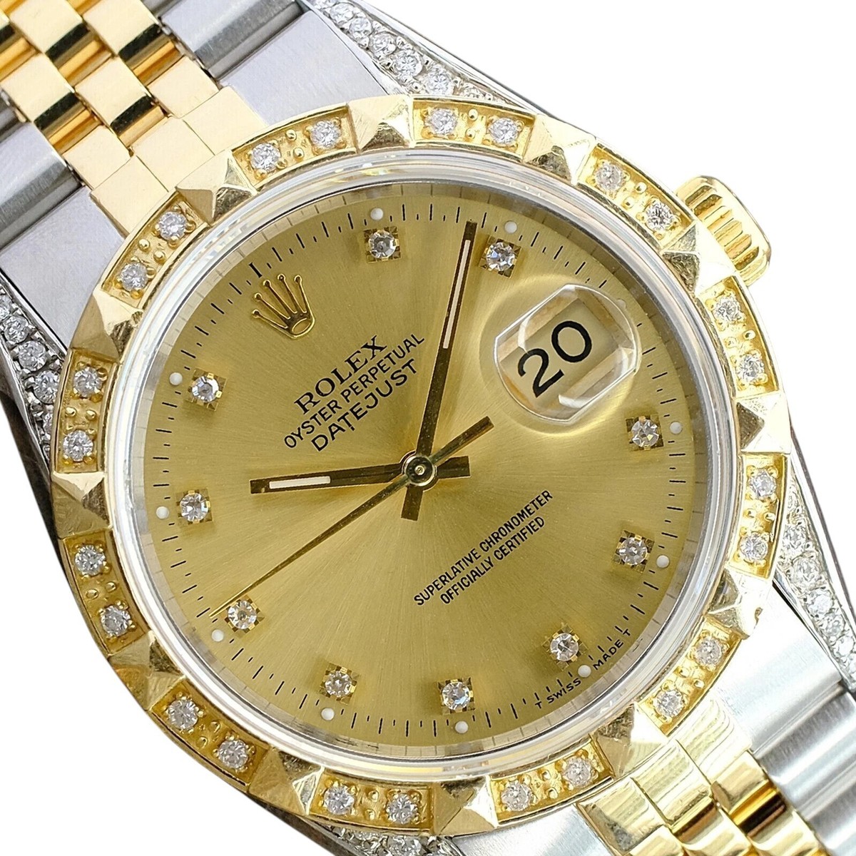 Rolex Datejust TwoTone Factory Champagne Diamond Dial Pyramid Rolex Datejust TwoTone Factory Champagne Diamond Dial Pyramid