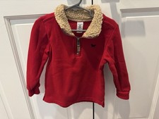 Carters boys size 3T red pullover 1/4 zip. Christmas Sweater Sherpa       