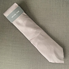 Michael Kors Men's Neck Tie Dorset Mini Silver/Pink Silk Blend MSRP 69.50