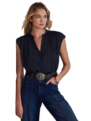 BANANA REPUBLIC Essential Dolman-Sleeved Button-Up Fluid Twill Shirt Top S Black