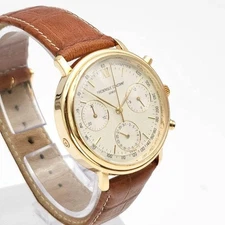 Frédérique Constant Classic Round Chronograph Watch Gold Case with Leather Strap