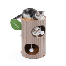 Cat House for Indoor Cats, 2-Storey Large Cat Bed Cave, Felt Covered Cats Tun...