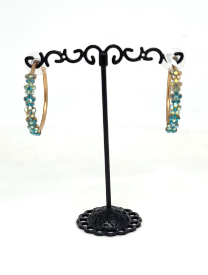 Preciosos pendientes de aro Michal Negrin con cristales Israel #623# Foto 4 de 4