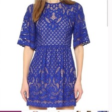 BCBG Max Azria Jillyan Lace A Line Cocktail Dress Size 2 Larkspur Blue