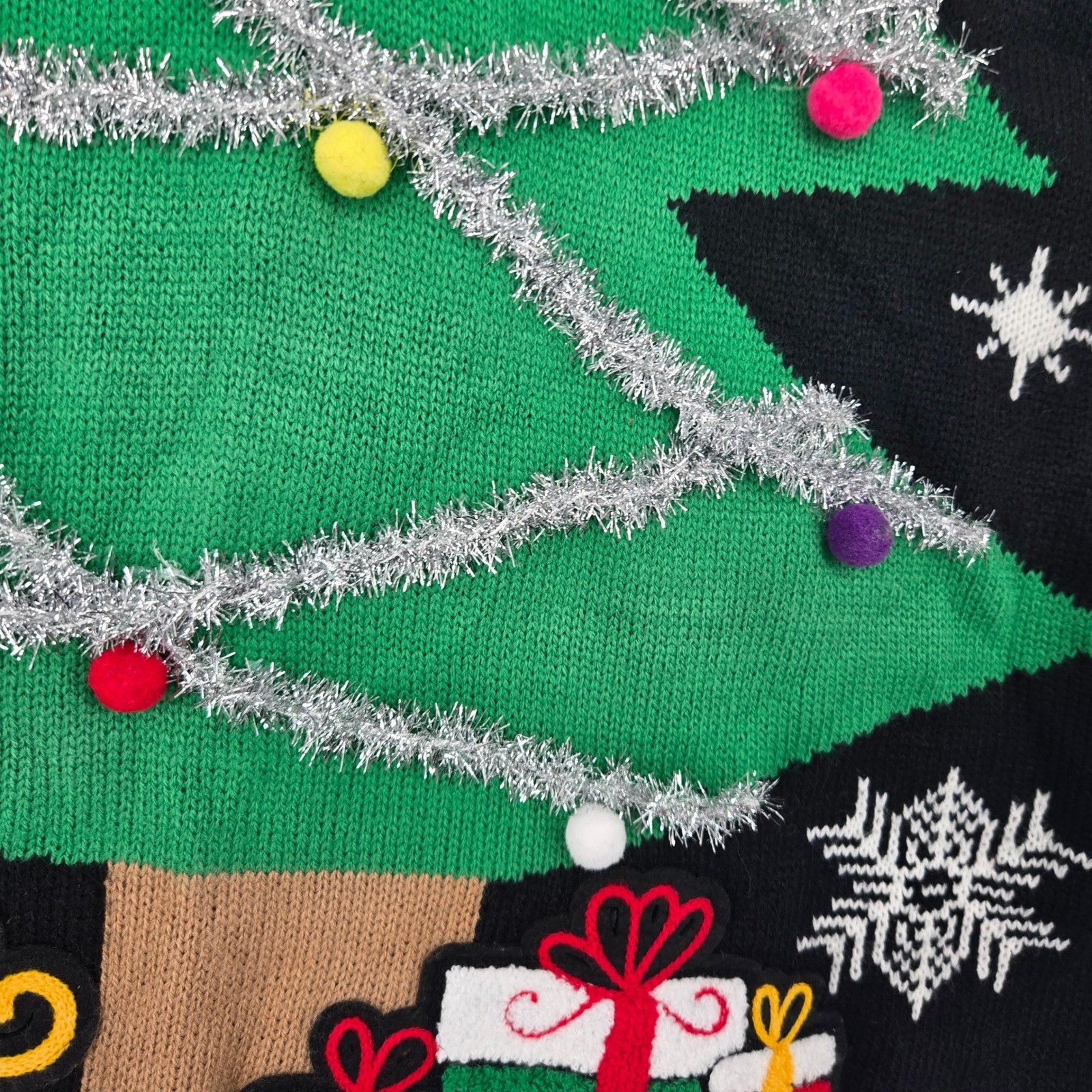 You Look Ugly Today Mens M Christmas Tree Hoodie Ugly Holiday Sweater Snowflake image 8