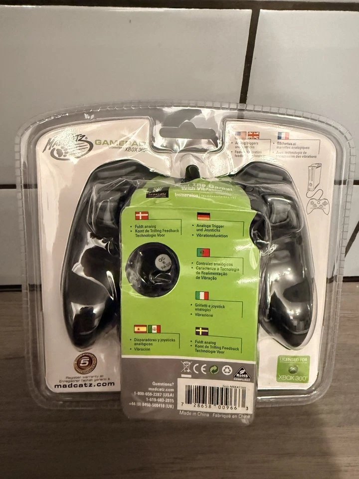 Xbox 360 Mad Catz Wired USB Controller Black New Sealed - Image 2 of 4