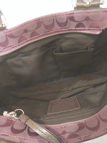 Coach F13742 Schultertasche Handtasche Innentaschen Leder silber weinrot - Bild 15 von 19