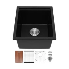 Davivy 17 x 19 x 10 Inch Black Bar Sink, Granite Composite Small Kitchen Sink...