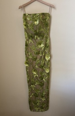 Rachel Gilbert Pierre Embellished Gown Dress Floral Beaded Strapless Size 6  | eBay