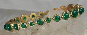 HSN MichaeLisa Jewelry Designs Bubble Chrysoprase Cabochon Bangle Bracelet-SMALL